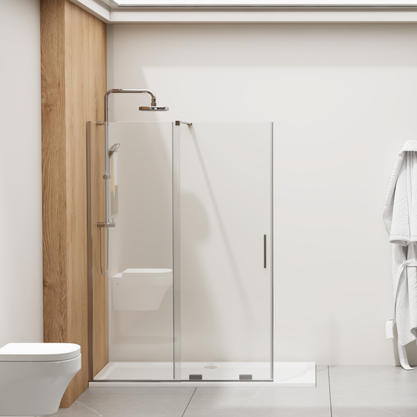 EMKE Walk-In Dusche 120x195 cm, Eckdusche mit Seitenwand, 8 mm ESG-Sicherheitsglas mit Nano-Beschichtung, Chromprofil, für das Badezimmer geeignet