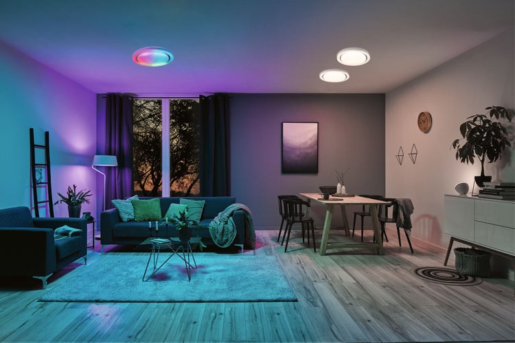 LED Deckenleuchte Rainbow mit Regenbogeneffekt RGBW+ 2800lm 230V 38,5W dimmbar Chrom, Weiß