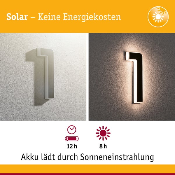 Set Solar LED Hausnummernleuchte inkl. wechselbarer Akku Nummer 11 3000K 2x6lm 2x0,2W Schwarz