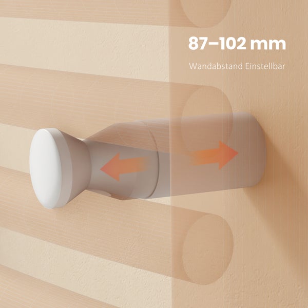 EMKE Elektrischer Badheizkörper 75x60 cm, Gebogener Handtuchwärmer mit Heizstab, Thermostat & Timer, 300W, Weiß, für Badezimmer geeignet