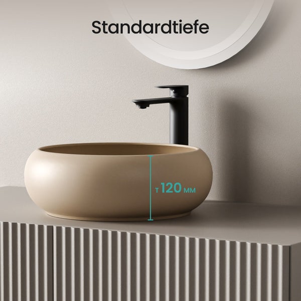 Aufbauwaschbecken mit Armatur und Standardtiefe