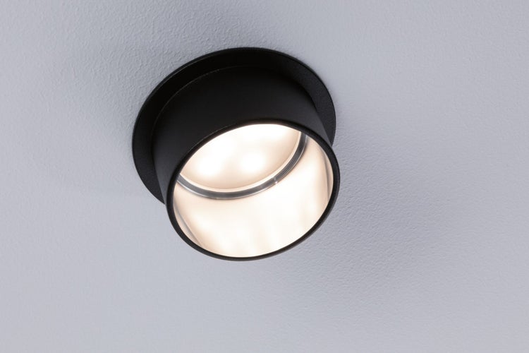 LED Einbauleuchte 3-Step-Dim Gil Coin Basisset IP44 rund 68mm Coin 3x6W 3x470lm 230V dimmbar 2700K Schwarz matt, Eisen gebürstet
