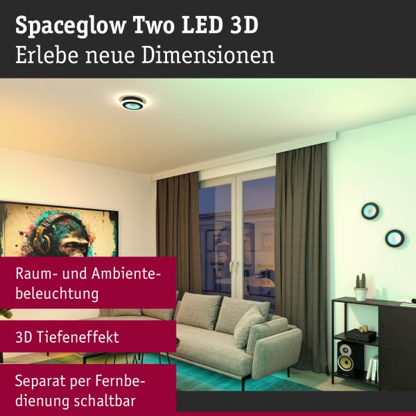 Wand-/Deckenleuchte Spaceglow Two RGB+ 1200lm 230V 14W dimmbar Schwarz matt