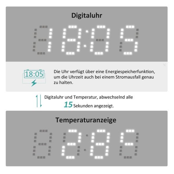 EMKE LED Badspiegel Ø60 cm, 4300K Neutralweiß, Antibeschlag, Touchschalter, dimmbar, Uhranzeige, mattierte Spiegelkante, IP44, horizontal montierbar, für Badezimmer