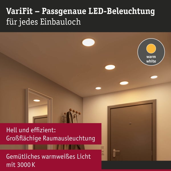 VariFit LED Einbaupanel Areo IP44 rund 118mm 6,5W 550lm 3000K Chrom matt