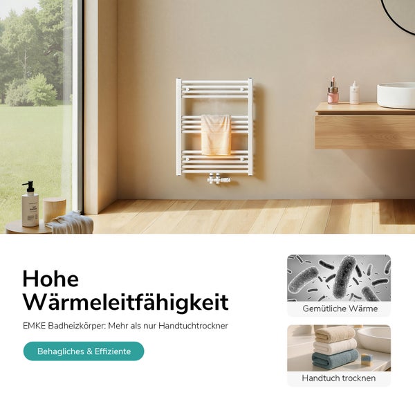 Badezimmer mit Handtuchheizkörper an der Wand
