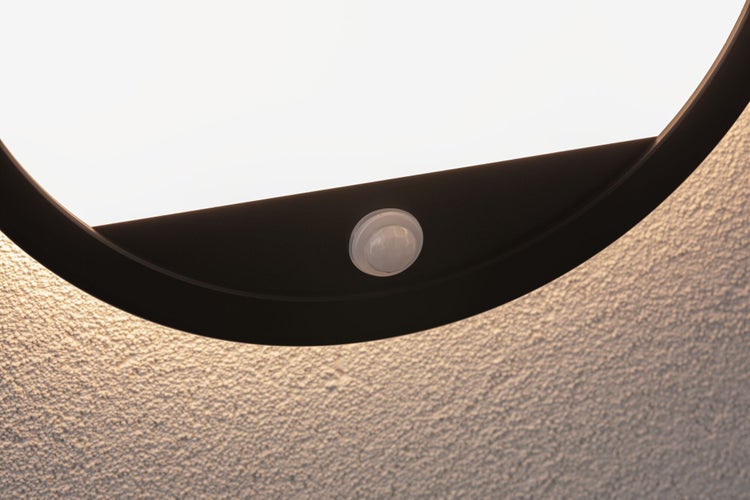 LED Außenpanel Lamina Backlight Dämmerungsgesteuerter Bewegungsmelder (IR) insektenfreundlich IP44 rund 280mm Tunable Warm 14W 1150lm 230V Schwarz Kunststoff