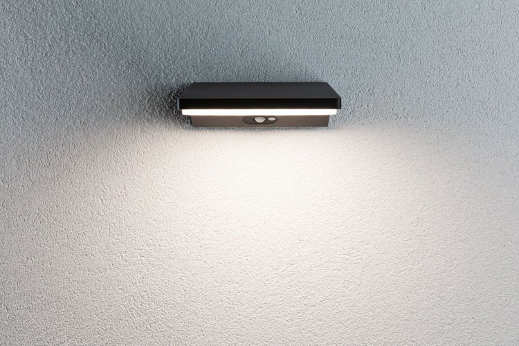 LED Außenwandleuchte Ronea Dämmerungsgesteuerter Bewegungsmelder (IR) IP44 180x250mm 3000K 10,5W 680lm 230V Dunkelgrau Aluminium