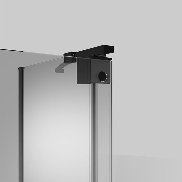 EMKE Eckdusche Eckeinstieg Pendeltür Duschkabine mit Flach-Scharnieren und Seitenwand, 120x90 cm, 8 mm ESG Sicherheitsglas, Höhe: 190 cm, Schwarz