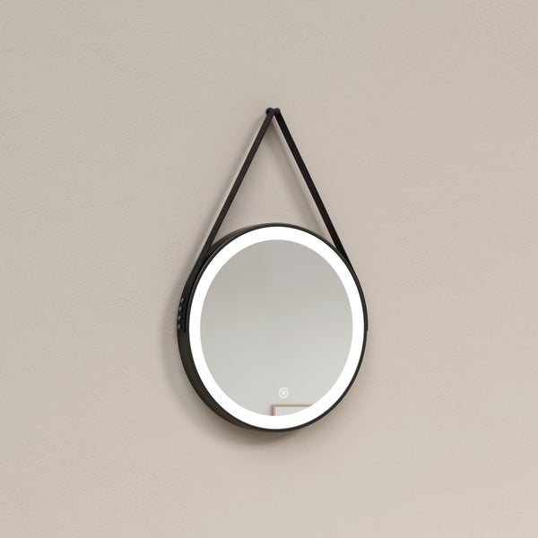 Runder Spiegel mit LED-Beleuchtung und Aufhängung