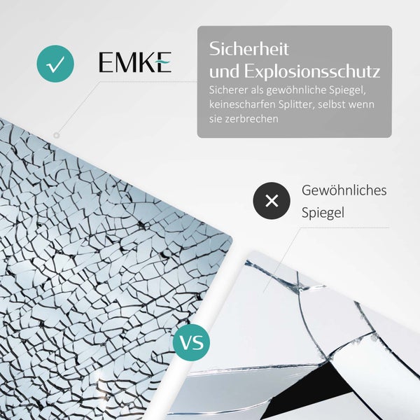 EMKE Badspiegel mit Beleuchtung, Ø50 cm, 3 Farbtemperaturen & dimmbar, Touch- & Wandschalter, hochauflösender Spiegel, für Badezimmer