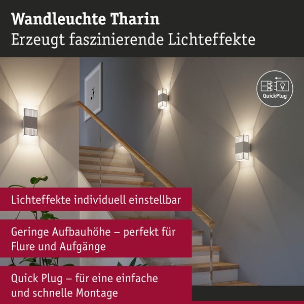 LED Wandleuchte Tharin IP44 3000K 120x104mm 2x3,7W Weiß