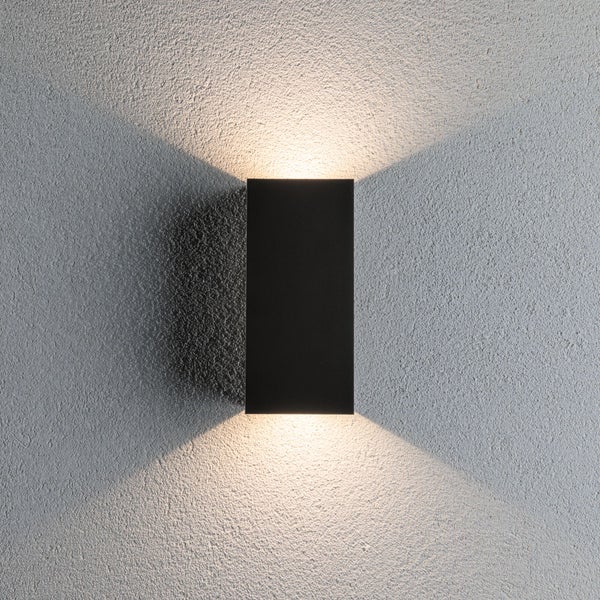 LED Wandleuchte Flame IP44 eckig 102x100mm 3000K 2x5,8W 2x540lm 230V 105° Anthrazit Aluminium