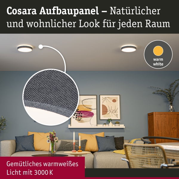 LED Panel Cosara IP44 rund 300mm 15W 1300lm 3000K Dunkelgrau