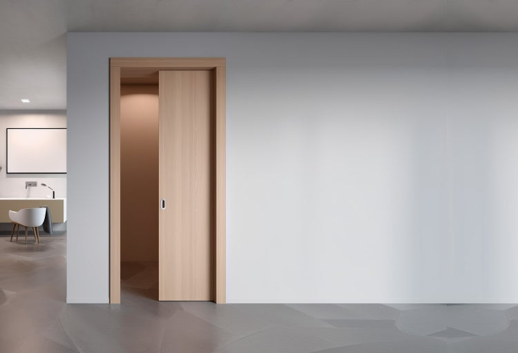 ClassicPocket - Schiebetür in der Wand (Trockenbauwände & Holzständerwerke CW75/100 für Türblattgröße 735x1985mm) Zargenoptik