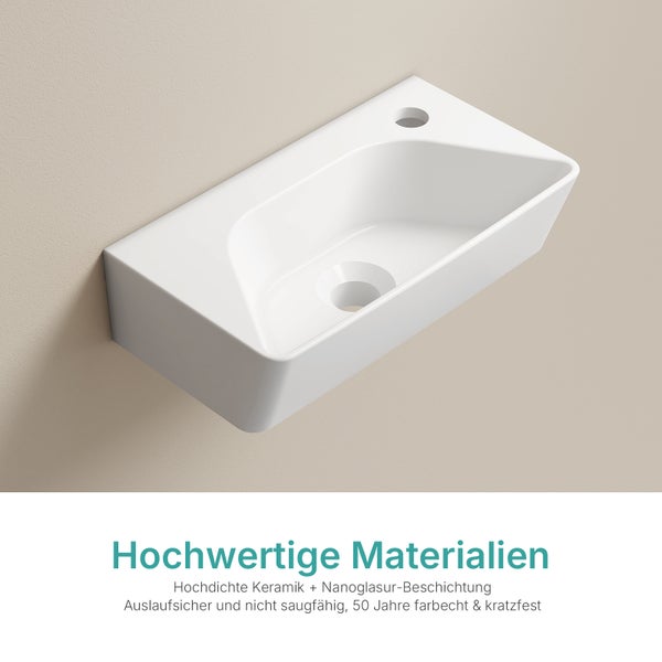 Rechteckiges Keramik Waschbecken mit Hahnloch