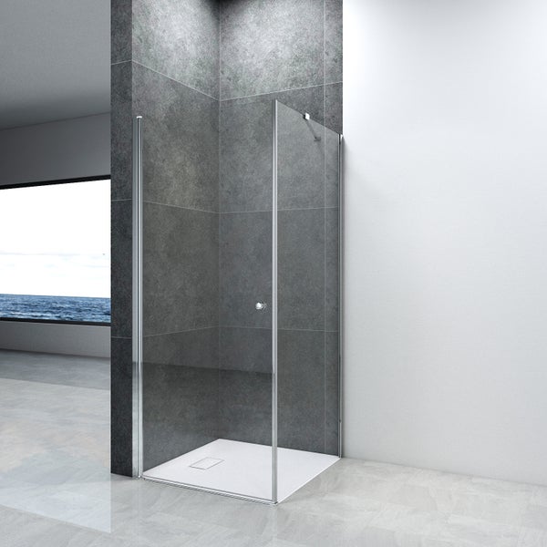 EMKE Duschkabine 80 x 70 cm Nischentür Pendeltür Nano Beschichtung Duschwand Schwingtür Duschtür Seitenwand Eckeinstieg 185 cm