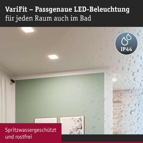VariFit LED Einbaupanel Veluna Edge IP44 eckig 90x90mm 6W 450lm 3000K Weiß