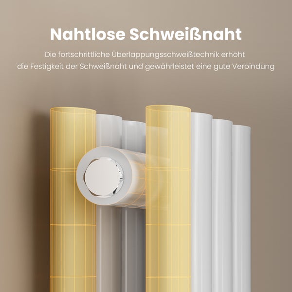 Detailansicht eines Heizkörpers mit nahtloser Schweißnaht zur Erhöhung der Festigkeit