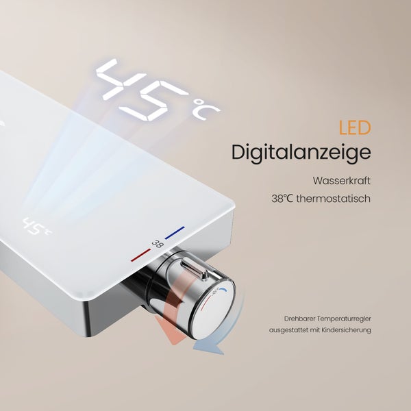Thermostatarmatur mit digitaler Temperaturanzeige und Temperaturbegrenzung