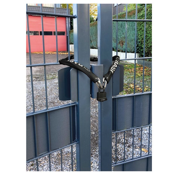 BASI - Kettenschloss Wetterschutz - ZR 322 - Kombination bestehend aus ummantelte Stahlkette (10x1100mm) und Vorhangschloss VHS 615 50mm - Verschiedenschließend - inkl. 2 Schlüssel