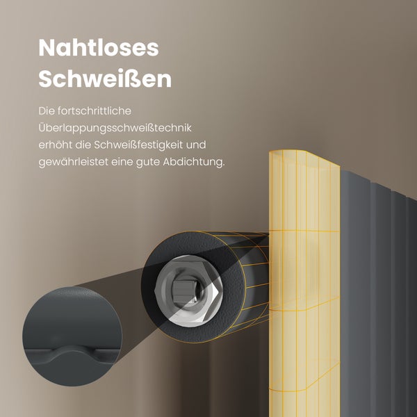 Nahtlose Schweißverbindung für Heizkörper dargestellt