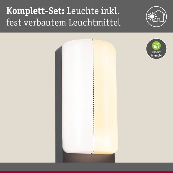 LED Außenwandleuchte Bonnie Dämmerungsgesteuerter Bewegungsmelder (IR) insektenfreundlich und seewasserresistent IP44 93x77mm 2200 - 3000K 8,5W 560lm 230V Anthrazit Aluminium