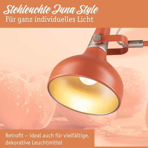 Stehleuchte mit verstellbarem Arm und Lampenschirm aus Metall