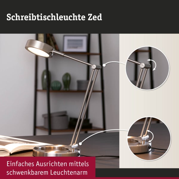 LED Schreibtischleuchte Zed 3000K 359lm 5W Eisen gebürstet
