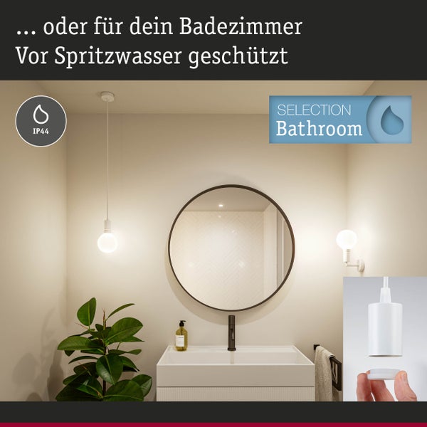 Pendelleuchte Ravi IP44 E27 max. 60W Weiß matt dimmbar