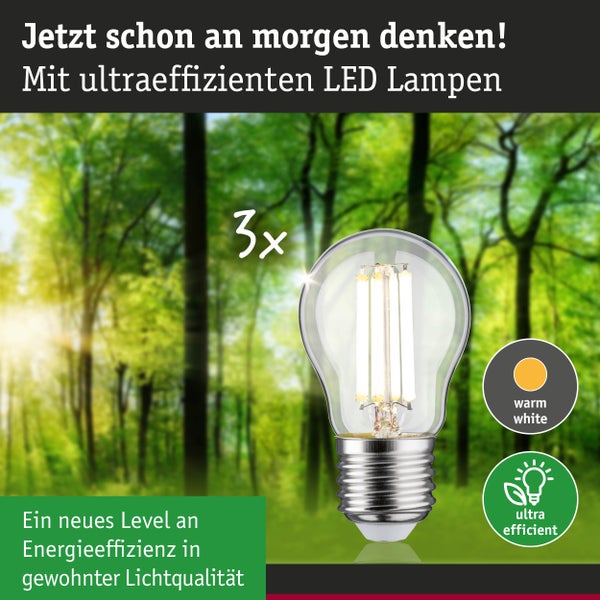 Eco-Line Filament 230V LED Tropfen E27 3er-Set 80mm 525lm 2,5W 3000K Klar