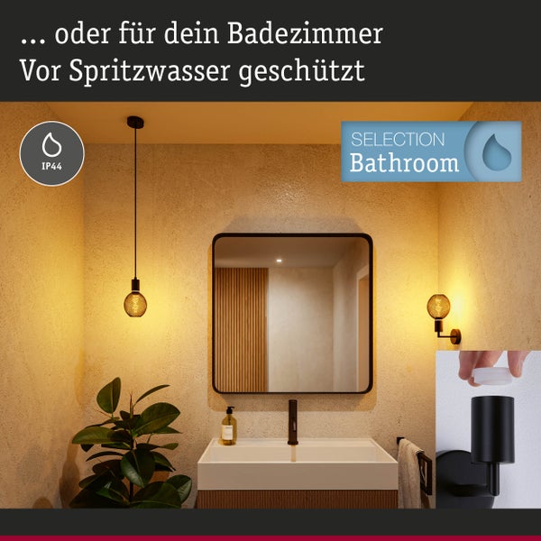 Wandleuchte Ravi IP44 E27 1800K 200lm 4,2W Schwarz matt