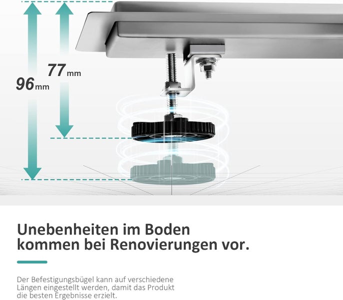 EMKE Duschrinne Edelstahl 80cm Komplettset Befliesbar Bodenablauf Dusche Siphon mit Geruchsstop und Haarsieb Randablauf, Duschablauf Ablaufrinne Dusche Doppelseitige Duschabfluss für Badezimmer