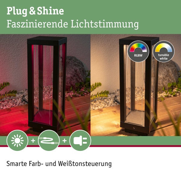 Plug and Shine Gartenleuchte mit Farb- und Weißtonsteuerung