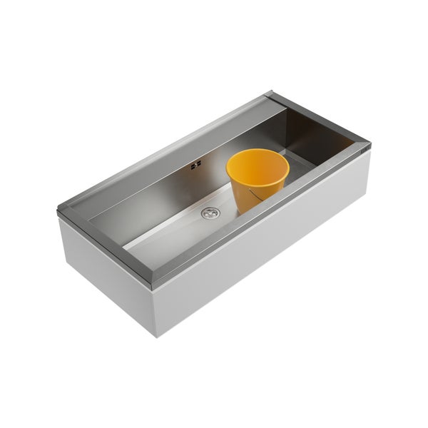 Edelstahlspülbecken mit Eimer