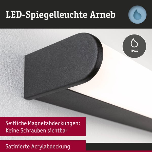 Selection Bathroom LED Wandleuchte Arneb IP44 3000K 700lm 230V 9W Schwarz