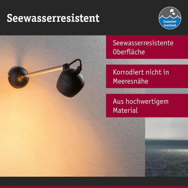 Seawater Resistant Symbol for corrosion resistance of the surface of a wall spotlight made of high quality material that does not corrode near the sea