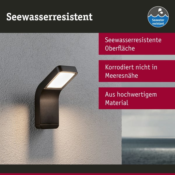 LED Außenwandleuchte Kulma seewasserresistent IP44 90x174mm 3000K 7,5W 520lm 230V Anthrazit Aluminium