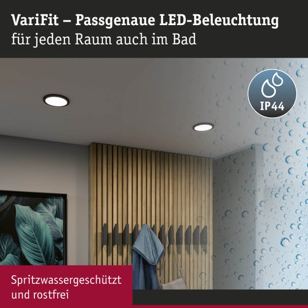VariFit LED Einbaupanel 3-Step-Dim Areo IP44 rund 175mm 13W 1300lm 4000K Schwarz dimmbar