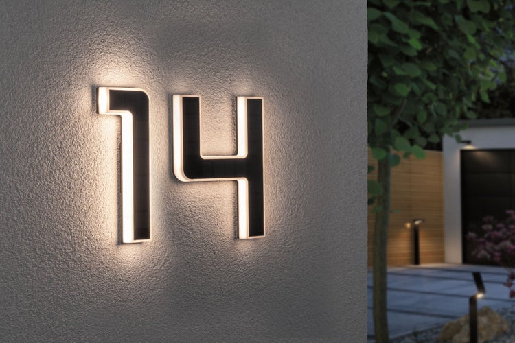 Set Solar LED Hausnummernleuchte inkl. wechselbarer Akku Nummer 14 3000K 2x6lm 2x0,2W Schwarz