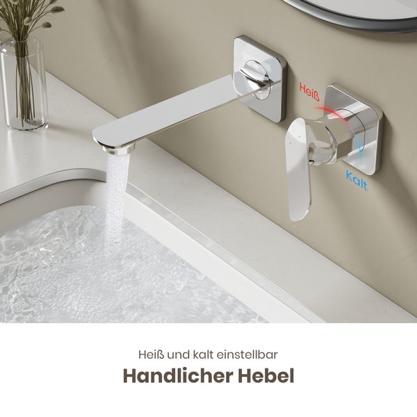 Wandarmatur mit Einhebelmischer am Waschbecken