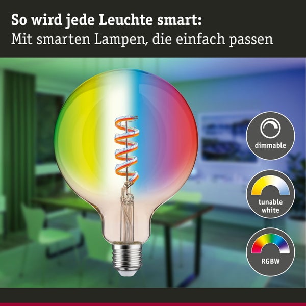 Filament 230V Smart Home Zigbee 3.0 LED Globe G125 E27 470lm 6,3W RGBW+ dimmbar Gold