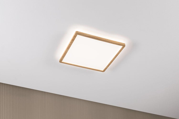 LED Panel Atria Shine Backlight IP44 eckig 293x293mm 16W 1600lm 4000K Holzoptik