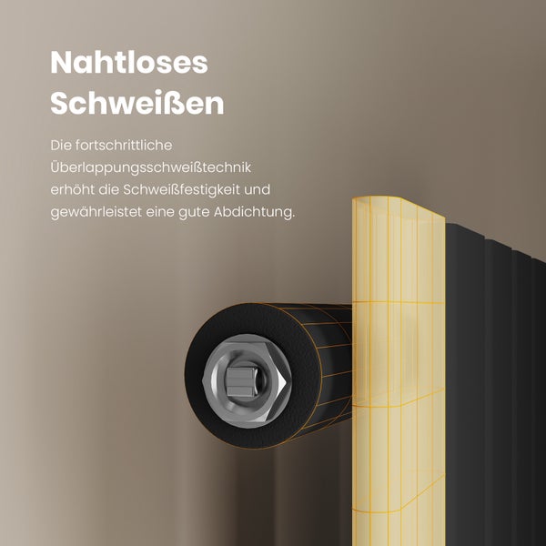 Detailansicht einer Heizkörperbefestigung mit nahtloser Schweissverbindung