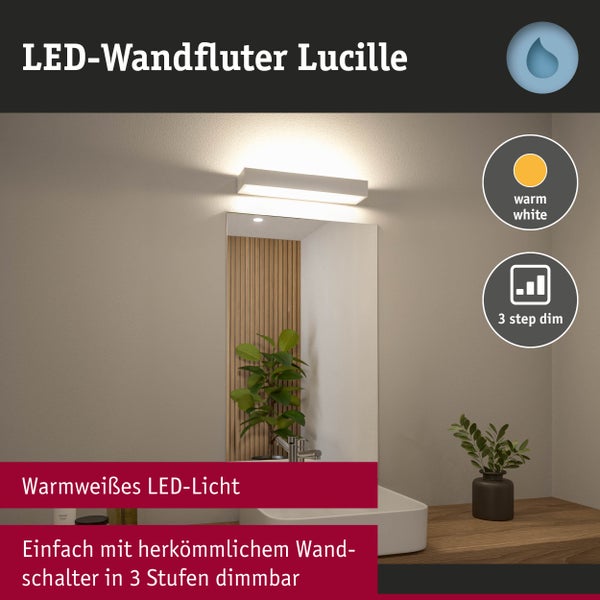 Selection Bathroom LED Wandleuchte 3-Step-Dim Lucille IP44 2700K 1000lm 230V 11,5W dimmbar Weiß