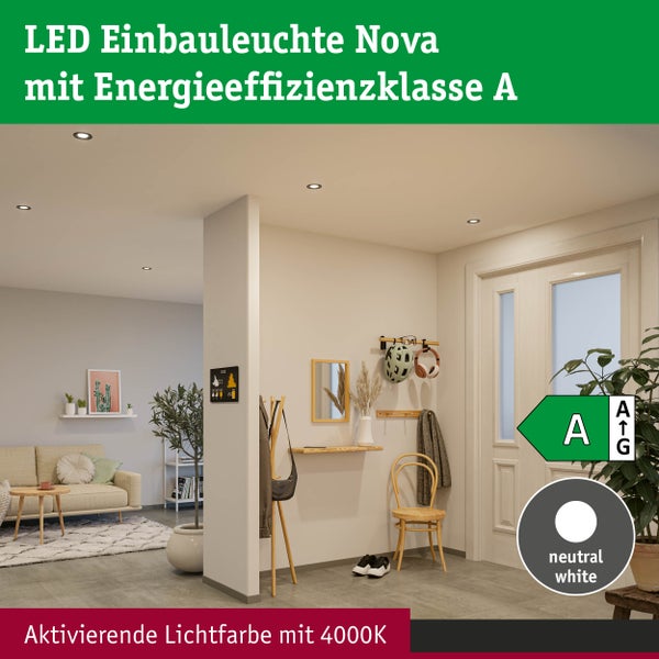 LED Einbauleuchte Nova Coin Einzelleuchte rund 84mm 50° 2,8W 505lm 230V 4000K Eisen gebürstet