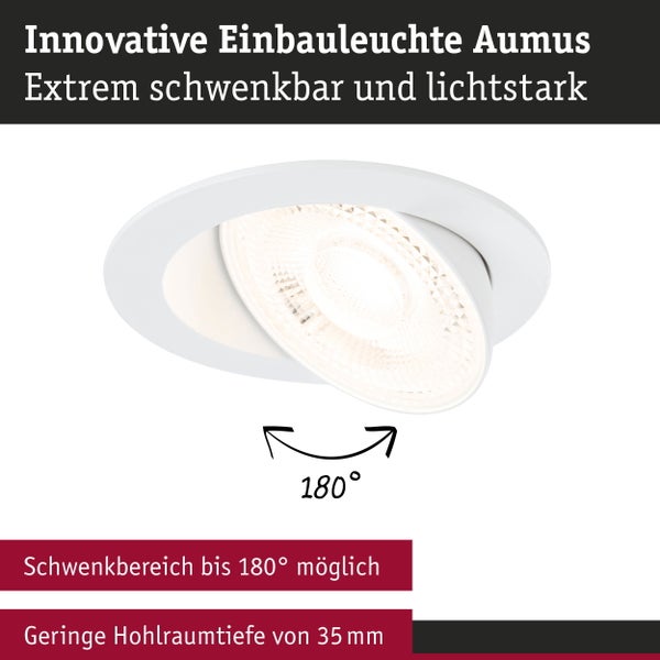 LED Einbauleuchte White Select Aumus Einzelspot rund 105mm 90° 5W 700lm 230V dimmbar 2700 - 6500K Weiß