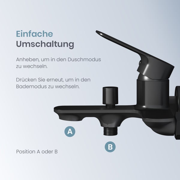Armatur mit Dusch- und Bademodus zur einfachen Umschaltung