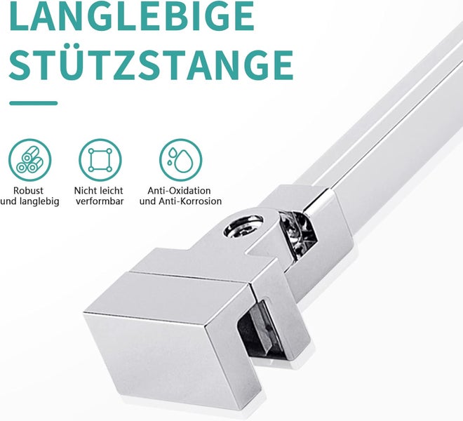 EMKE Wandhalterung Duschwandstabilisierung 180°links und rechts einstellbar Duschseitenwand Aufhängehalterungen Dusche Feste Wand Stabilisierungsstange Edelstahl 500mm Eckig Für 6-8 mm Starkes Glas