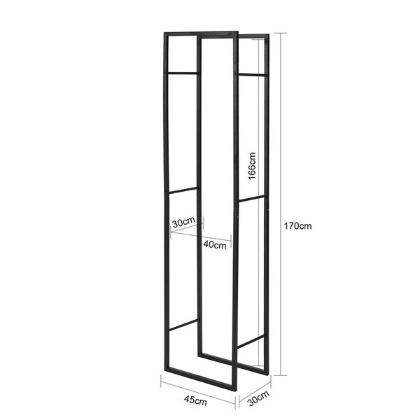 Dimensionsdarstellung einer Kleiderstange mit den Maßen 170 cm Höhe, 45 cm Breite und 30 cm Tiefe.
